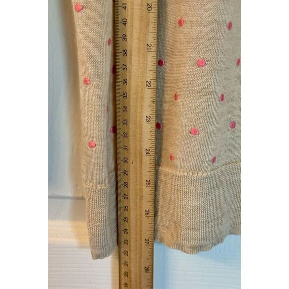 J.Crew Pink Polkadot 100% Merino Wool Lightweight Crewneck Sweater Size Medium - Picture 7 of 9